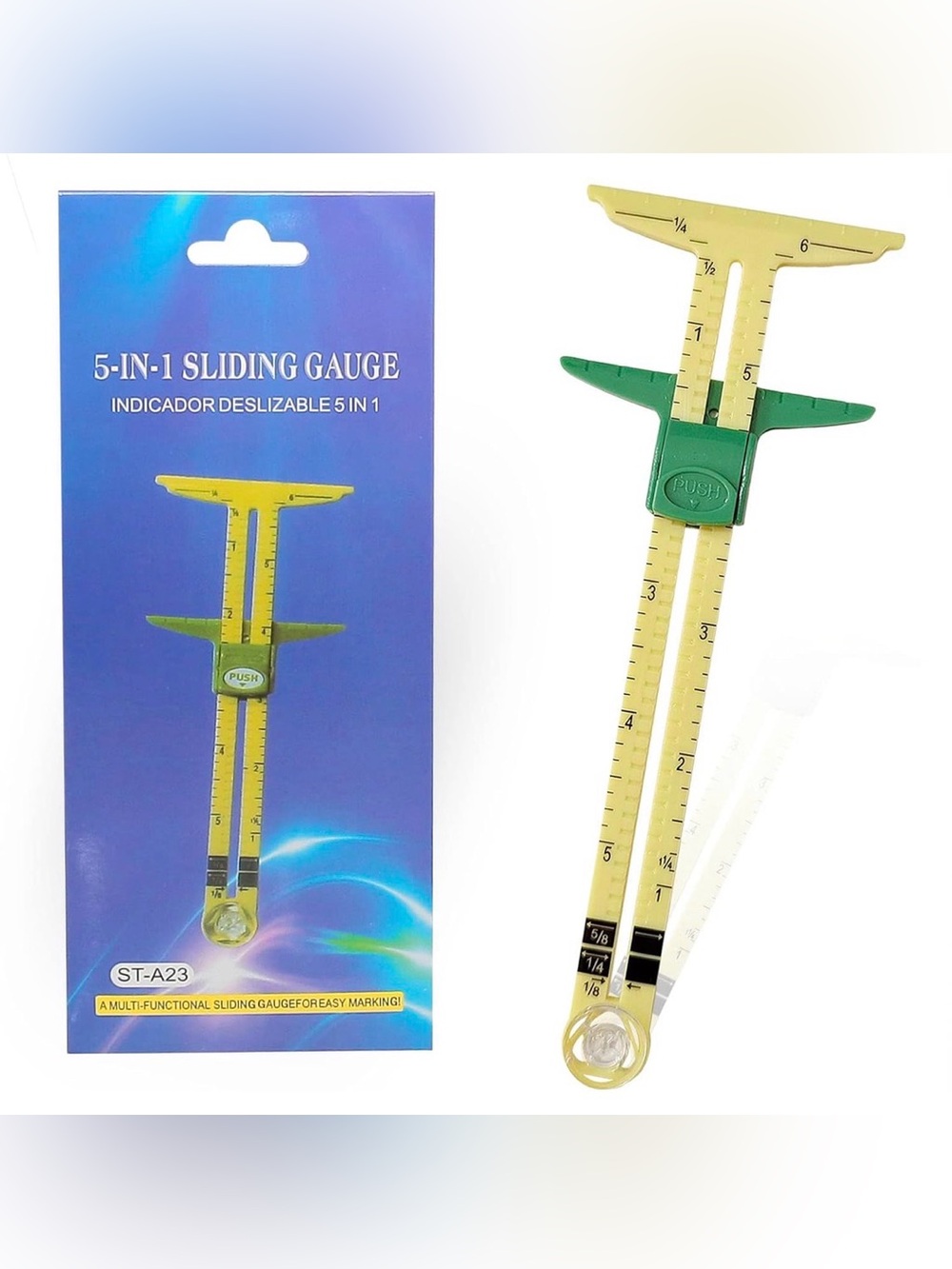 5-in-1 Sliding Sewing Gauge Measuring Ruler Craft Tool
